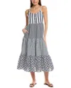 Duffield Lane Duxbury Linen-blend Midi Dress In Blue