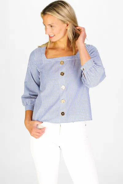 Duffield Lane Elise Top In Navy & White Stripe