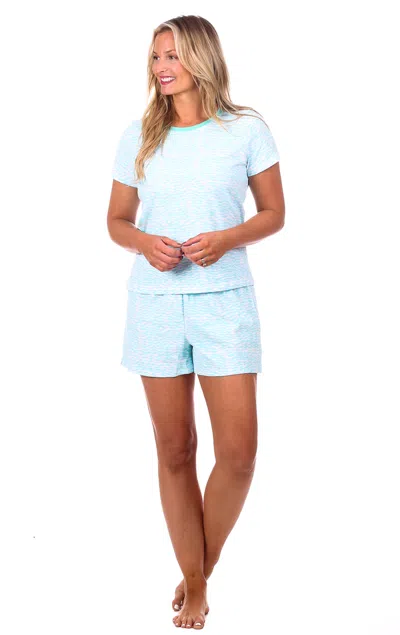 Duffield Lane Elliott Shorts Set In Aqua Waves