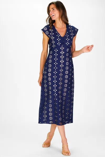 Duffield Lane Eloise Dress In Navy Garden Eyelet