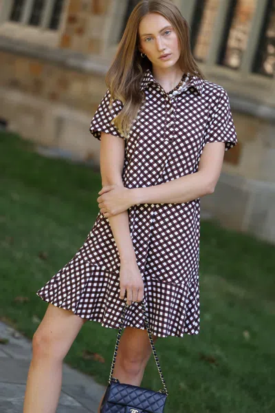 Duffield Lane Elsie Dress In Chocolate Gingham