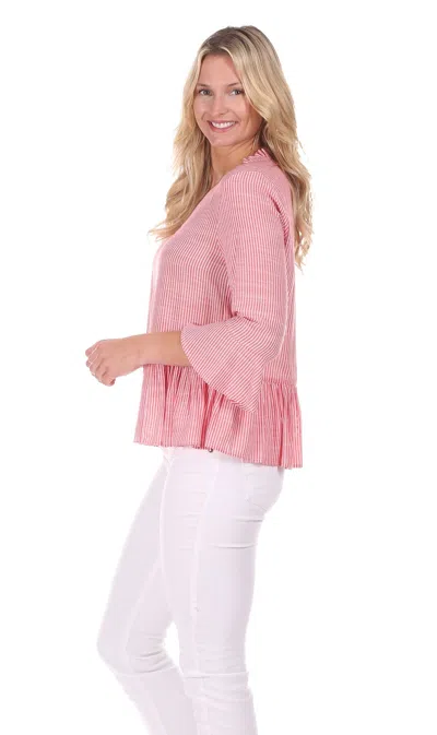 Duffield Lane Emery Top In Red Stripe In Pink