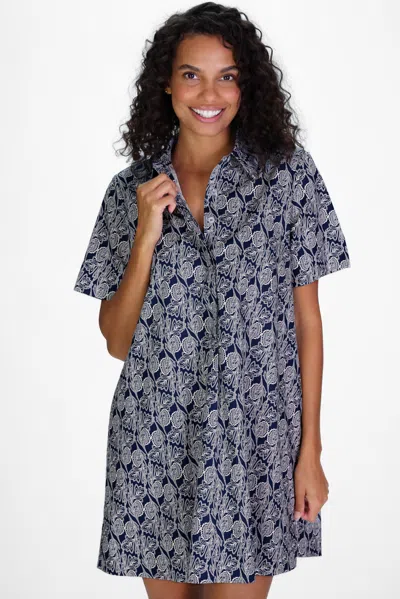 Duffield Lane Enid Dress In Ornate Navy