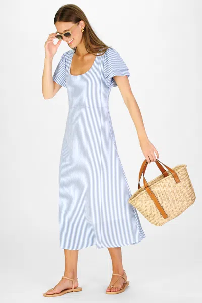 Duffield Lane Estoria Dress In Blue Seersucker Stripe