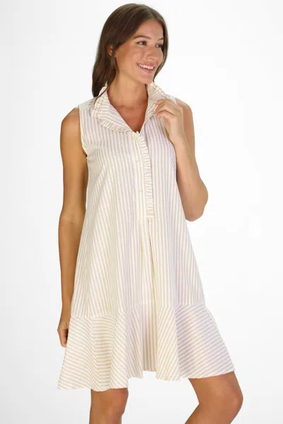 Duffield Lane Ethel Dress In Tan Stripe