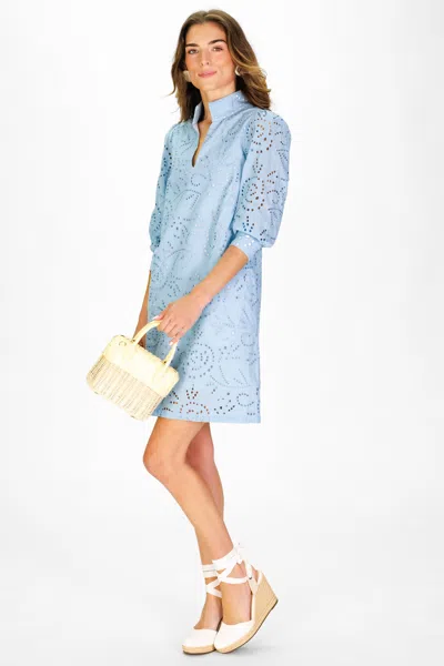 Duffield Lane Fia Dress In Sky Floral Eyelet
