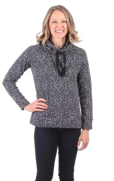 Duffield Lane Finley Funnel Neck In Grey Leopard