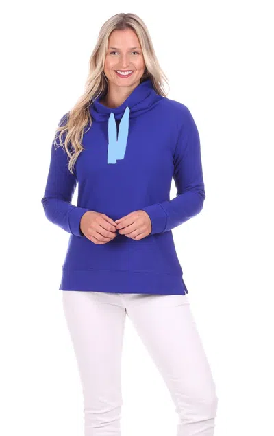 Duffield Lane Finley Funnel Neck In Bright Blue In Purple