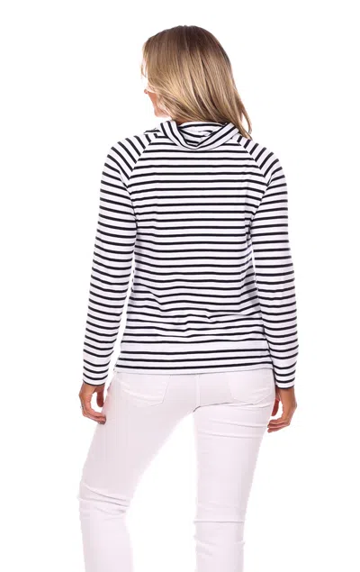 Duffield Lane Finley Funnel Neck In White & Navy Stripe