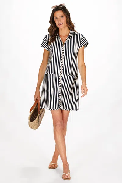 Duffield Lane French Terry Dl Coverup In Navy & White Stripe