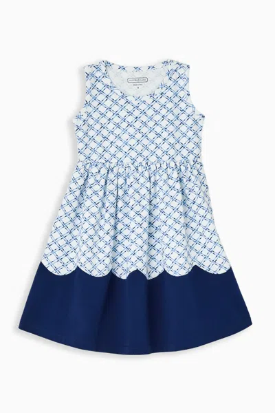 Duffield Lane Kids' Girl Albany Dress In Cornflower Trellis