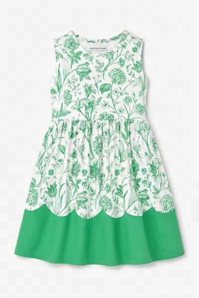 Duffield Lane Kids' Girls Albany Dress In Green Botanical Toile