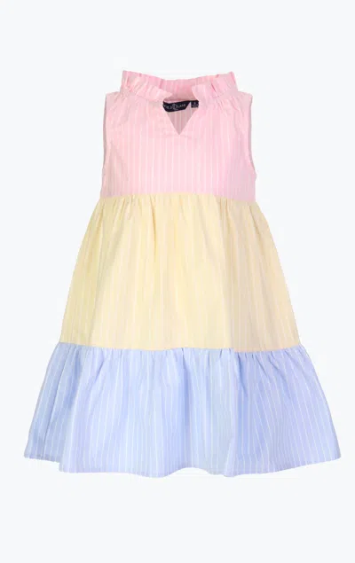 Duffield Lane Kids' Girls Annika Dress In Oxford Stripe Colorblock