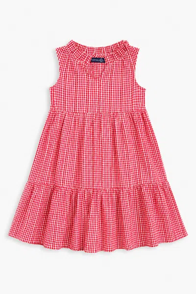 Duffield Lane Kids' Girls Annika Dress In Red Stitched Gingham