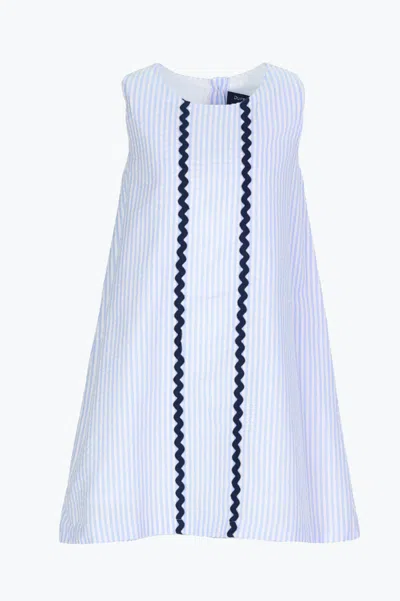 Duffield Lane Kids' Girls April Dress In Sky Seersucker