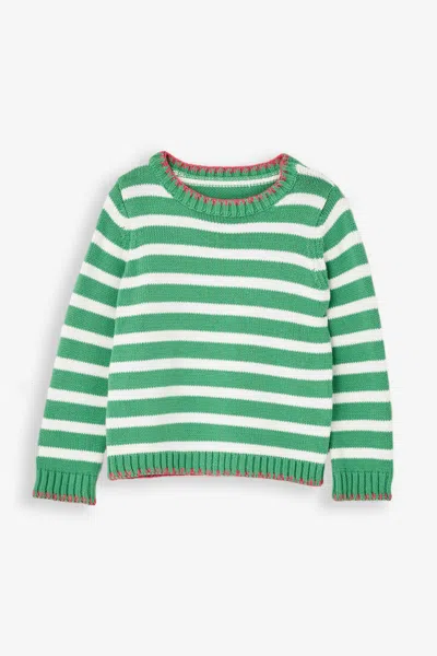 Duffield Lane Girls Blanket Stitch Sweater In Brown