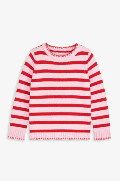 Duffield Lane Girls Blanket Stitch Sweater In Animal Print
