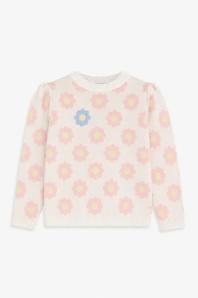 Duffield Lane Girls Daisy Puff Sleeve Sweater In Multi