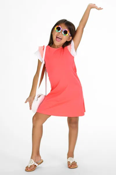 Duffield Lane Kids' Girls Dove Dress In Coral Color Block