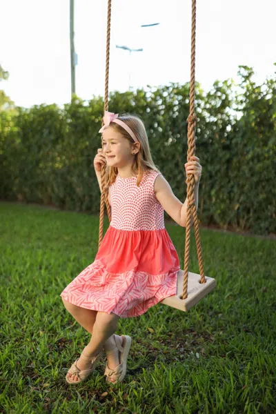 Duffield Lane Kids' Girls Harriet Dress In Coral Print Mix