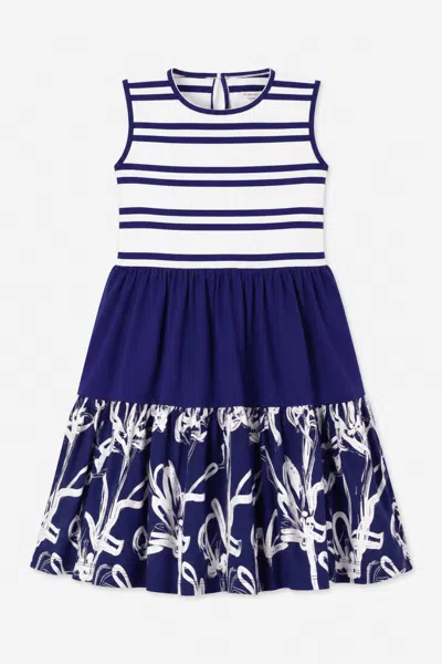 Duffield Lane Kids' Girls Harriet Dress In Royal Navy Colorblock
