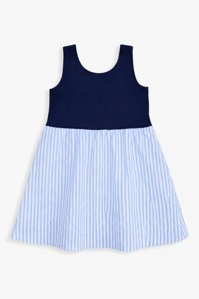 Duffield Lane Kids' Girls Jada Dress In Navy & Seaside Stripe