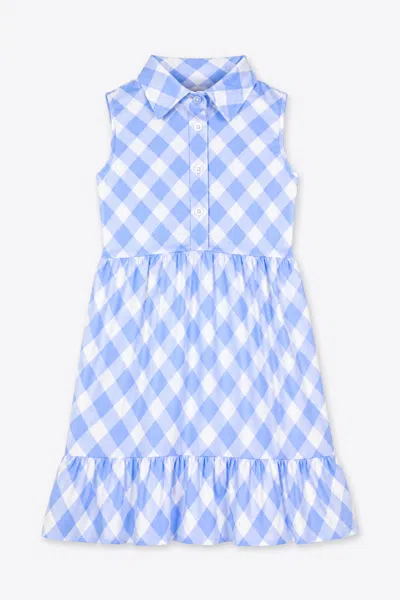 Duffield Lane Kids' Girls Lakelyn Dress In Blue Bell Wavy Gingham