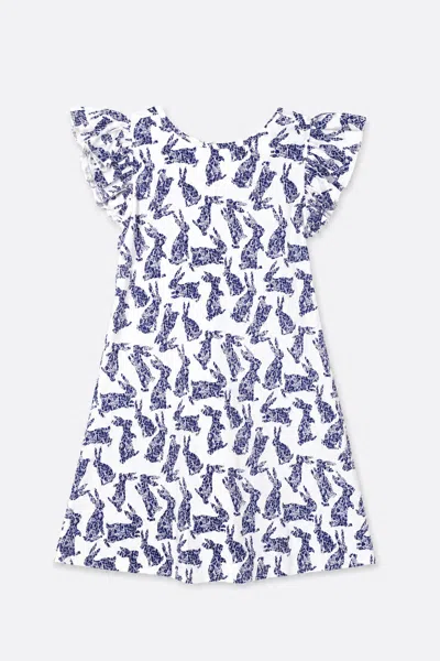 Duffield Lane Kids' Girls Nellie Bow Dress In Bunny Print
