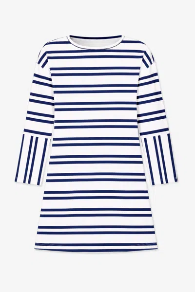 Duffield Lane Kids' Girls Nicole Dress In Double Navy Stripe