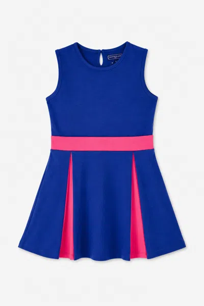 Duffield Lane Kids' Girls Pique Auden Dress In Royal Navy & Raspberry