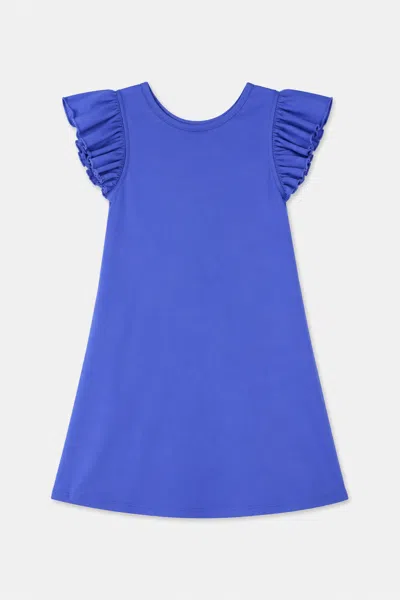 Duffield Lane Kids' Girls Pique Nellie Bow Back Dress In Periwinkle