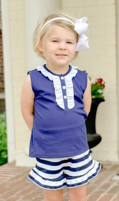Duffield Lane Kids' Girls Pique Ramona Shirt In Blue