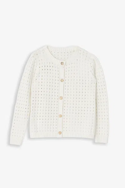 Duffield Lane Girls Pointelle Cardigan In Gold