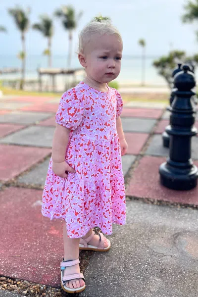 Duffield Lane Kids' Girls Puff Sleeve Ashton Dress In Pink Bouquet