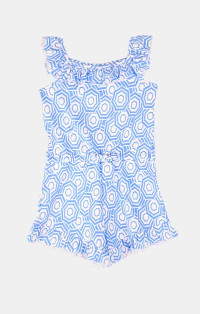 Duffield Lane Kids' Girls Reagan Romper In Umbrella Sky
