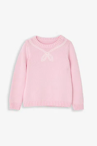 Duffield Lane Kids' Girls Sailor Embroidered Sweater In Pink