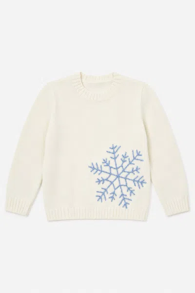 Duffield Lane Kids' Girls Sparkle Snowflake Crew Neck In Neutral