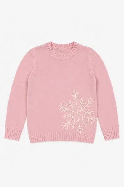 Duffield Lane Kids' Girls Sparkle Snowflake Crew Neck In Pink