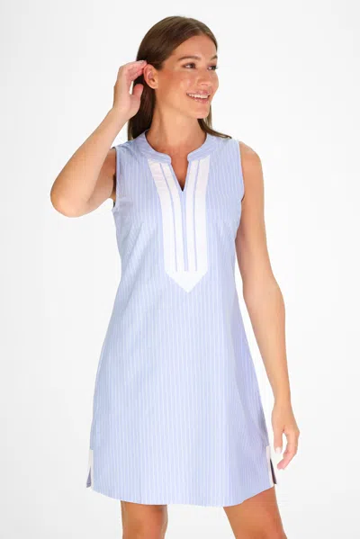 Duffield Lane Grand Dress In Sky Oxford Stripe