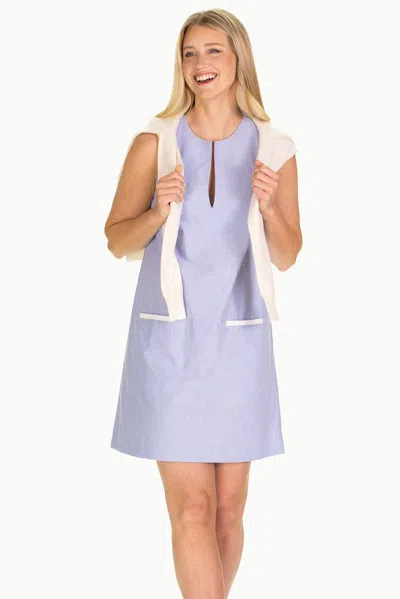 Duffield Lane Gwynn Shift Dress In Blue Oxford