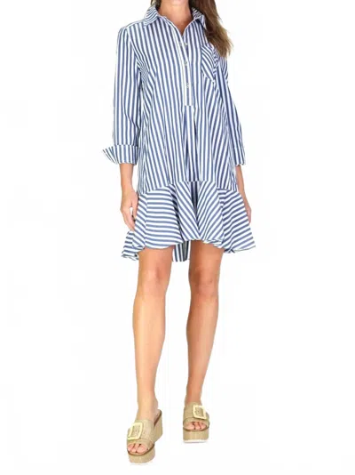 Duffield Lane Iris Classic Stripe Mini Dress In Navy And White In Blue