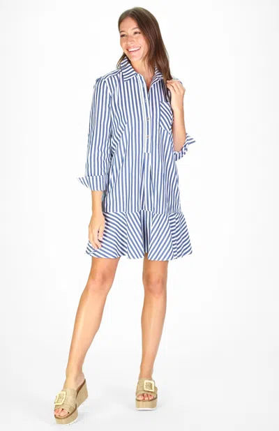 Duffield Lane Iris Dress In Navy And White Classic Stripe