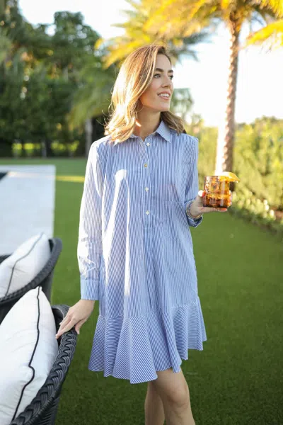 Duffield Lane Iris Dress In Navy & White Stripe