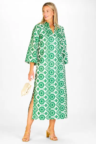 Duffield Lane Isla Dress In Emerald Vine Embroidery