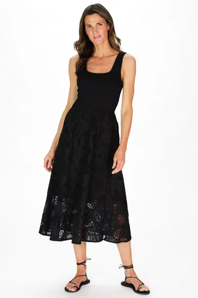 Duffield Lane Jada Dress In Black Paisley Eyelet Lace