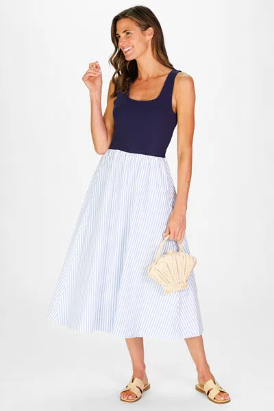 Duffield Lane Jada Dress In Navy & Seaside Stripe