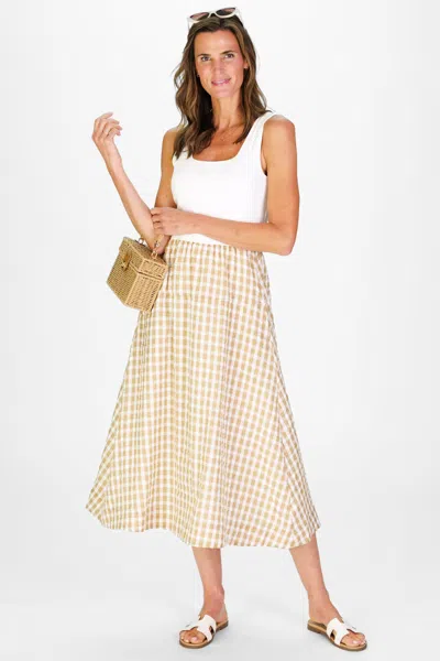 Duffield Lane Jada Dress In Tan Gingham Seersucker
