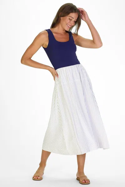 Duffield Lane Jada Dress In Thin Navy Stripe
