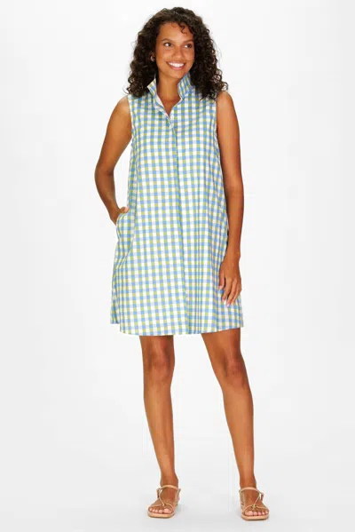 Duffield Lane Jan Dress In Green & Blue Gingham
