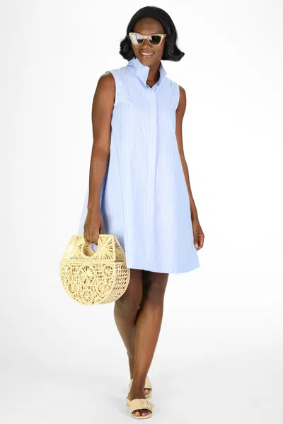 Duffield Lane Jan Dress In Sky Oxford Stripe